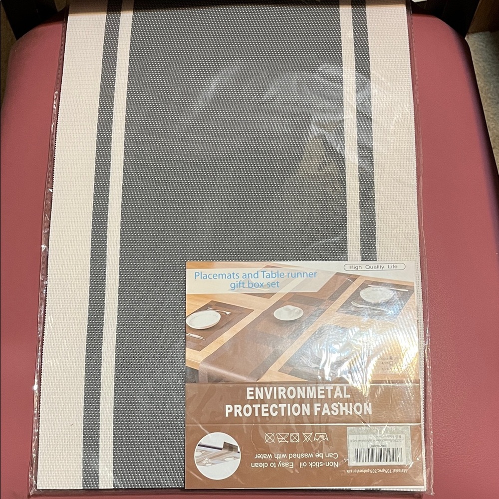 Gray and Cream Table Runner